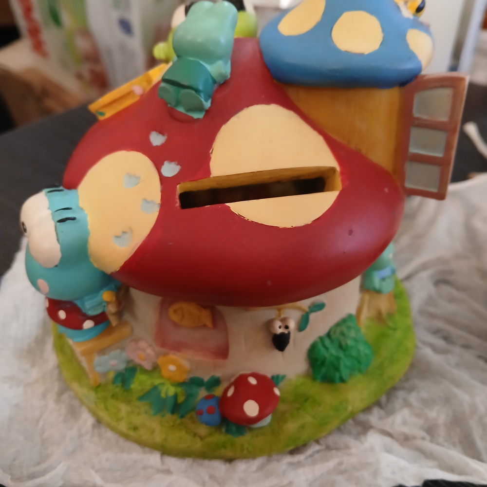Whimsical Mushroom House Coin Bank